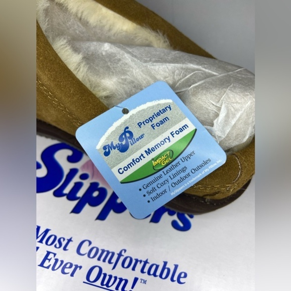 MySlippers Men's Slip-On Slippers, Size 8, Chestnut Brown, New in Original Box - Picture 3 of 16